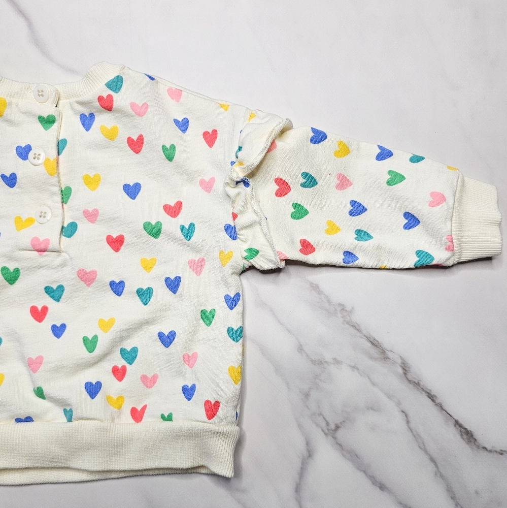 Babies Cream Long Sleeve Set w/ Multi-colored Hearts for Sz 12 Months - Picture 3 of 7